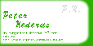 peter mederus business card